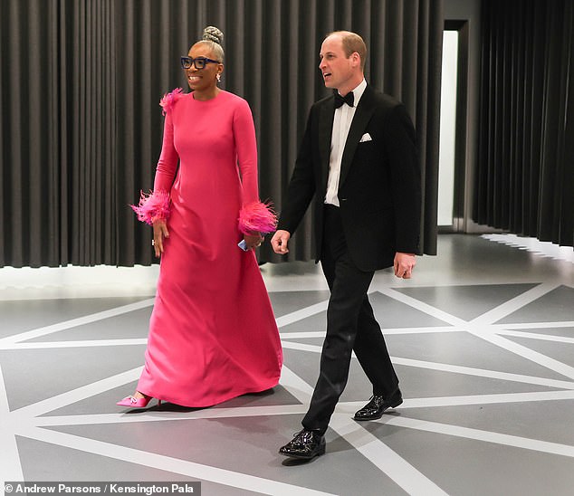 Last night's launch caused particular controversy due to its timing, with Meghan's Instagram video published just 45 minutes before Prince William took the stage at the Diana Legacy Awards.  In the photo, William is greeted by Tessy Oho at the event