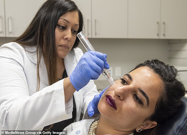 Microneedling can also help increase collagen production, although patients don't necessarily need to start when they are young (stock image)