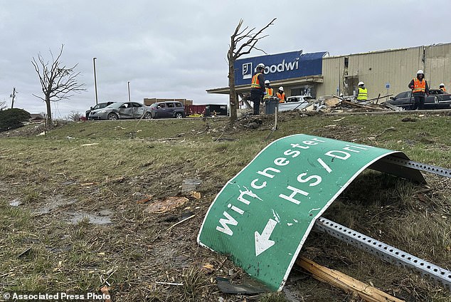 Emergency crews and residents will be out Friday morning around Winchester, Indiana, after severe weather hit the area Thursday evening.  The roof of a Goodwill location on Indiana Highway 27 was torn off and the walls were shredded