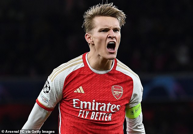 Arsenal captain Martin Odegaard will lead his side in a last-eight clash against Bayern Munich