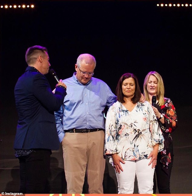 Corey and Simone Turner are pictured left and right, with former Prime Minister Scott Morrison and his wife Jenny, in 2019