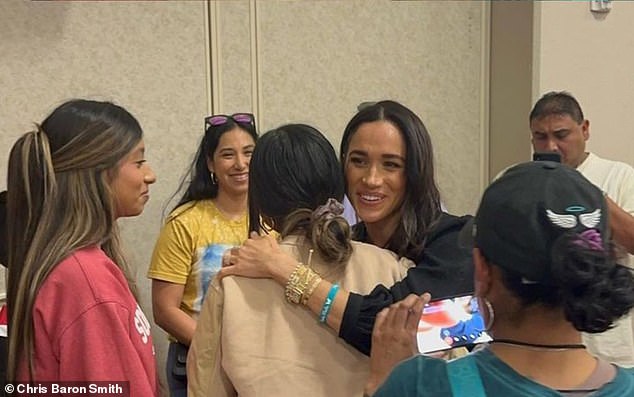 During the local event, the Sussexes were seen hugging families to support the families of the shooting victims