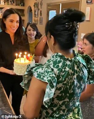 Prince Harry and Meghan coincided their visit with John's mother's birthday, with the couple even bringing them a birthday cake