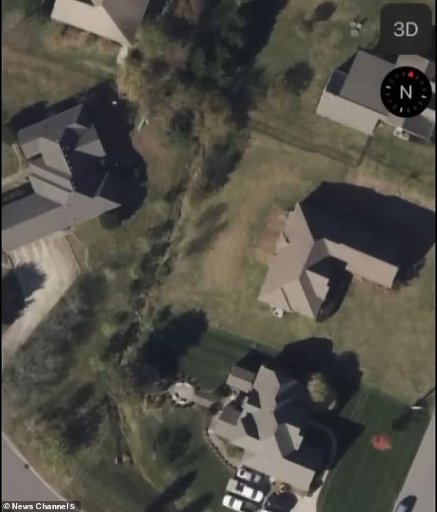 The back of the family's Hendersonville, Tennessee neighborhood, captured by a security camera