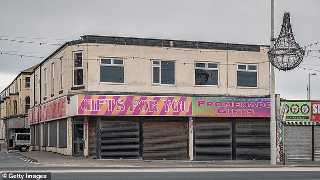 Blackpool was previously ranked in an ONS survey as one of the most deprived places in Britain.  In the photo: a closed store in 2019