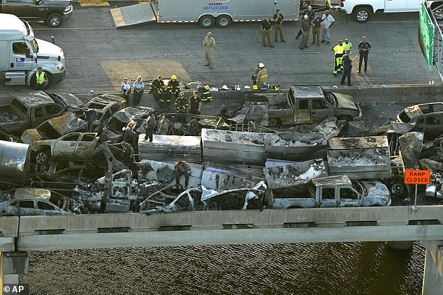 It took a month for the highway to fully reopen after repairs were made to the road and bridge, both damaged by the accidents and vehicle fires