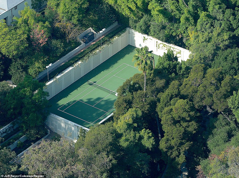 The house, which once belonged to legendary film producer Samuel Goldwyn, also features a large private tennis court