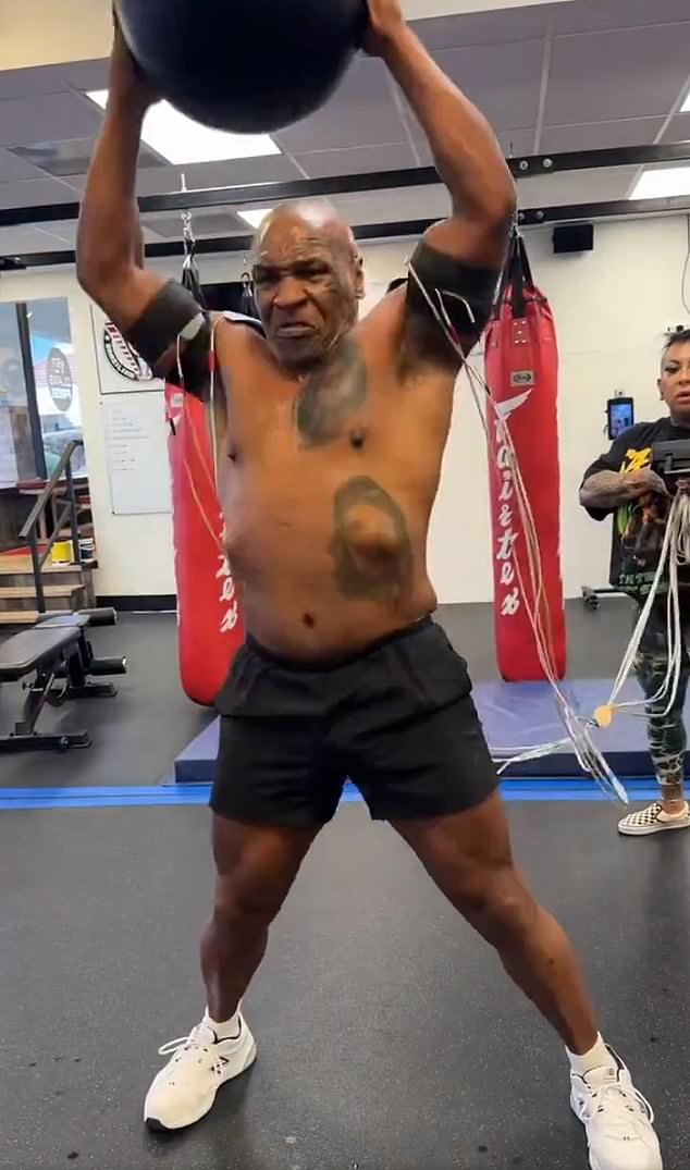 Tyson took to social media to share short images from his latest training session