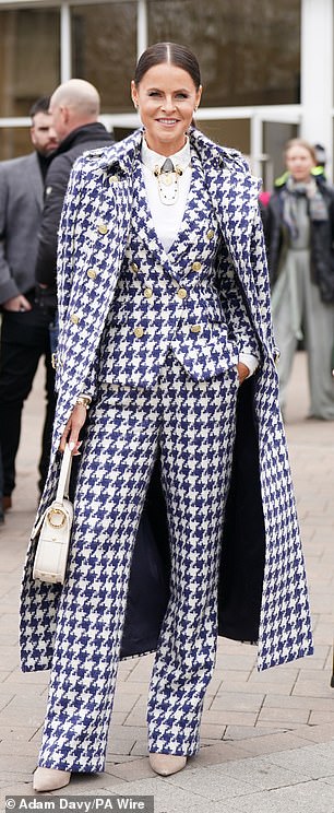 British fashion designer Jade Holland Cooper opted for a cool blue-white print