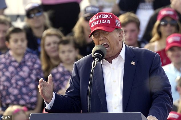 The presumptive Republican nominee, 77, repeatedly noted that he had difficulty reading his teleprompters, which were visibly flapping in 55 mile-per-hour wind gusts.