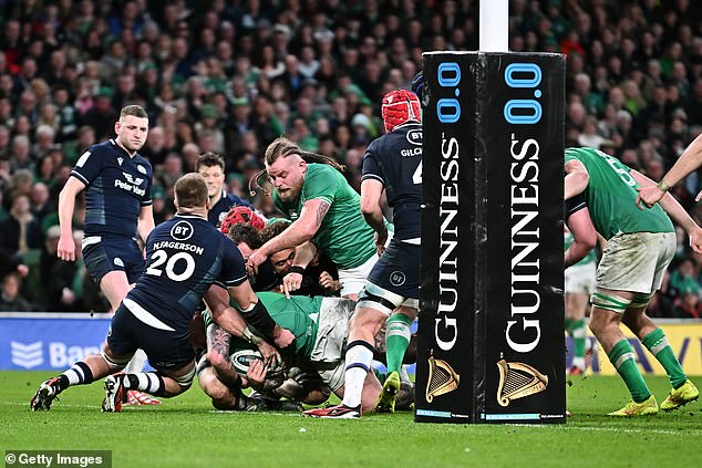 Dan Sheehan and Andrew Porter (pictured) crossed before Ireland completed the closing stages