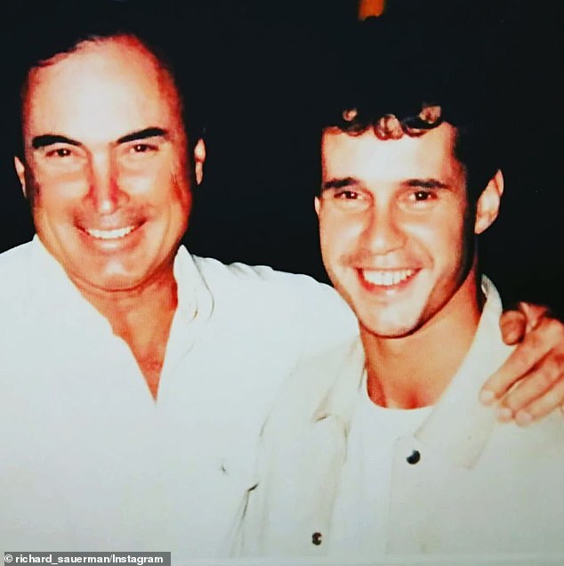 The reality TV star, now 62, sported a full head of luscious hair as he smiled and posed for the camera next to his look-alike father