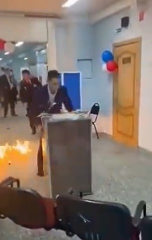 An apparent arson at a Russian polling station
