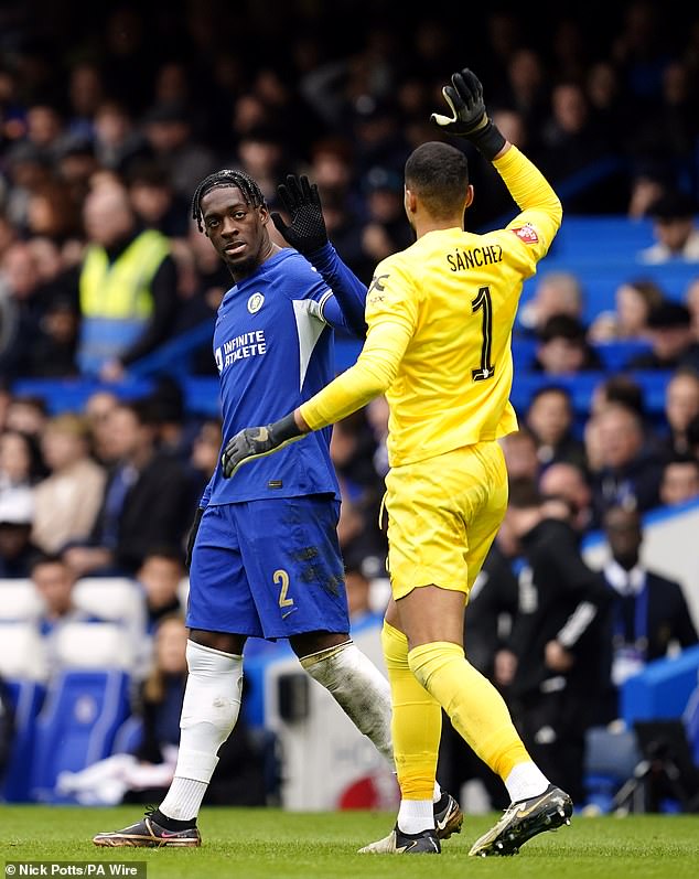 Robert Sanchez quickly consoled his teammate after the goal