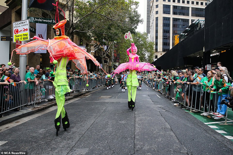 The Rocks transformed into a St. Patrick's Day palooza with Irish language classes, Irish dancing, stilt walking, face painting, festival bars, live music and food stalls