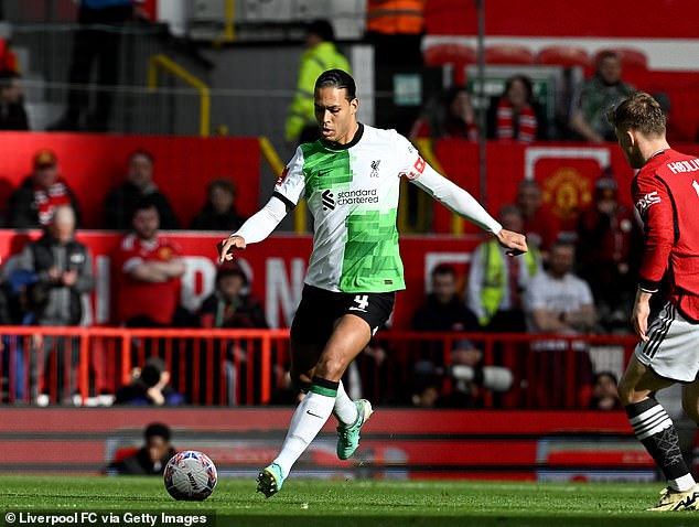 Virgil van Dijk did well in the early stages but soon struggled to contain the United attack late on