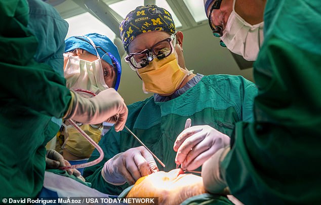 Surgeons at Mott Children's Hospital in Ann Arbor, led by craniofacial plastic surgeon Dr.  Christian Vercler (photo middle) reconstructed a nose for Dewey