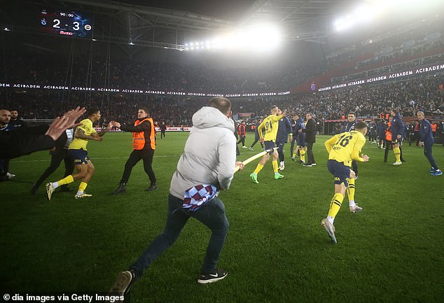 Corner flags were used as makeshift weapons against players as they tried to find shelter