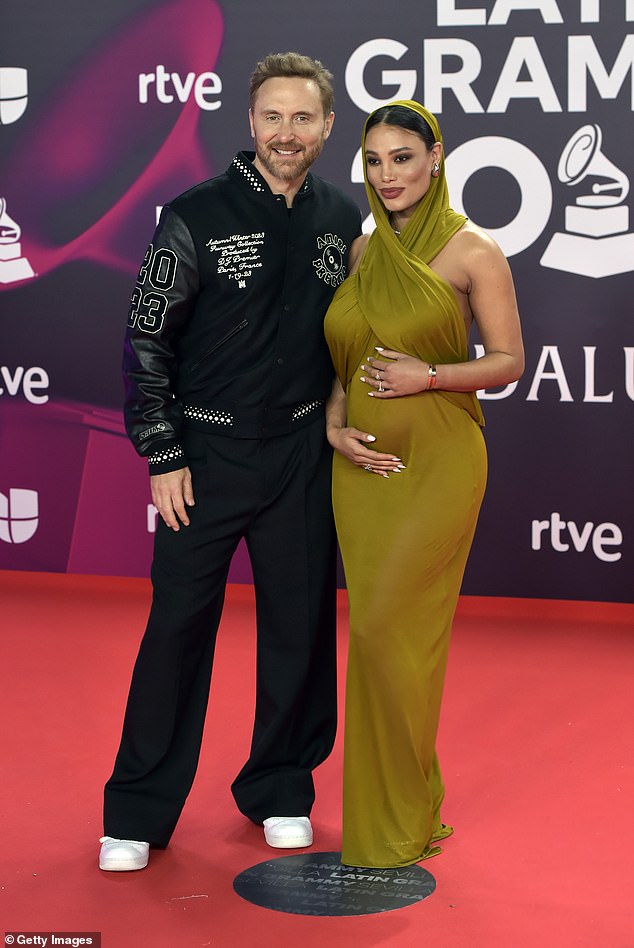 They announced the pregnancy at the Latin GRAMMY Awards in Seville, Spain, in November (pictured)