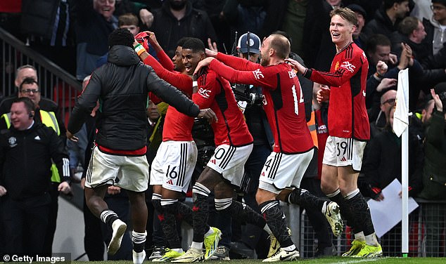 The young winger's effort caused jubilant celebration scenes among the Man United players