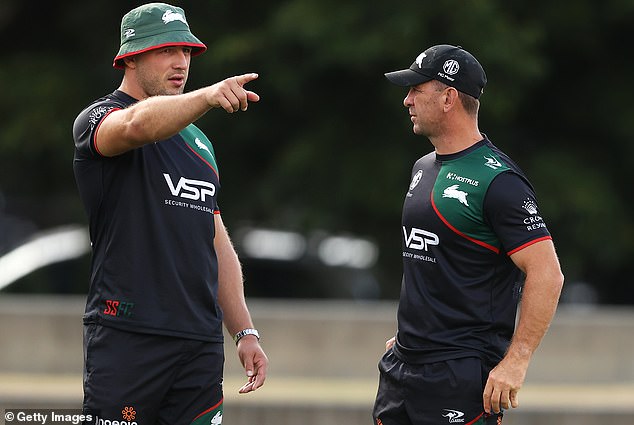 Former South Sydney assistant coach Sam Burgess (left) clashed with Demetriou (right) over perceived special treatment of players before ultimately leaving the club