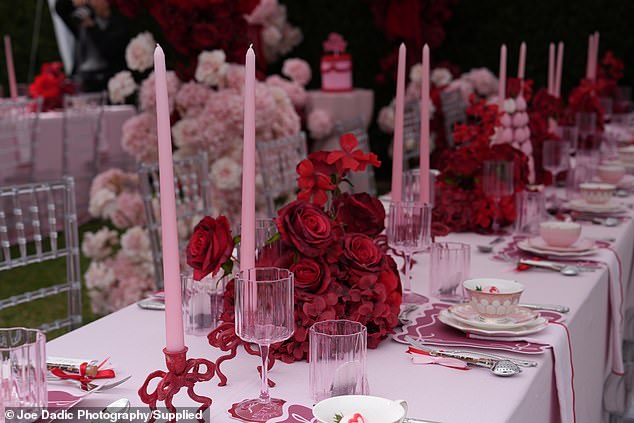Take a closer look at the details on the tables, including fragrant roses