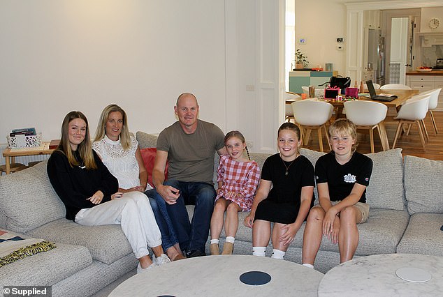 Cam, 50, (pictured with wife Felicity and their children, Hannah, 17, Ruby, 8, Lucy, 13 and Angus, 14) taught his children the basics of investing to gain a foothold in the property market