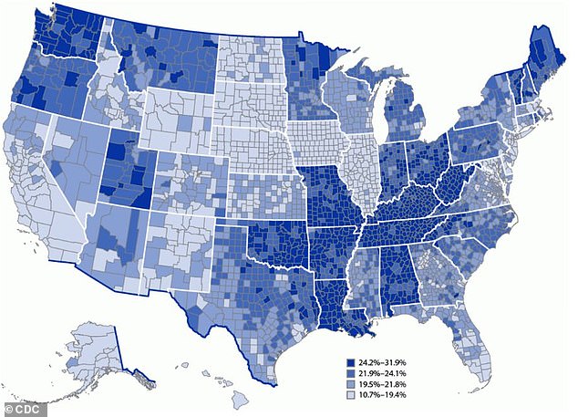 The percentage of adults who say they have been diagnosed with depression in their lifetime