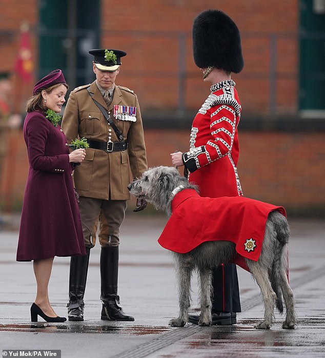 ALDERSHOT: Lady Ghika, wife of Major General Sir Christopher Ghika, has replaced the Princess of Wales at this year's Irish Guards St. Patrick's Day parade