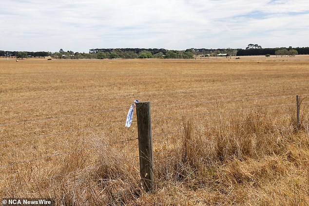 Police tape is at the scene along Mount Pollock Road, Buckley, west of Geelong, where mother Chaithanya Swetha Madhagani's body was discovered in a rubbish bin.