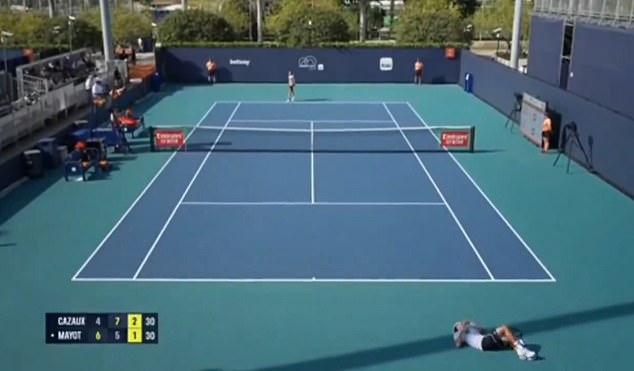 He lay on the ground for several seconds before the referee and medic rushed over to him