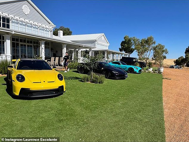 The father of four is not afraid to spend his newfound wealth and regularly shows off his expensive toys on Instagram, including an extensive collection of supercars (pictured above), a Lamborghini Tecnomar 63 yacht and a Bombardier private jet (pictured below)