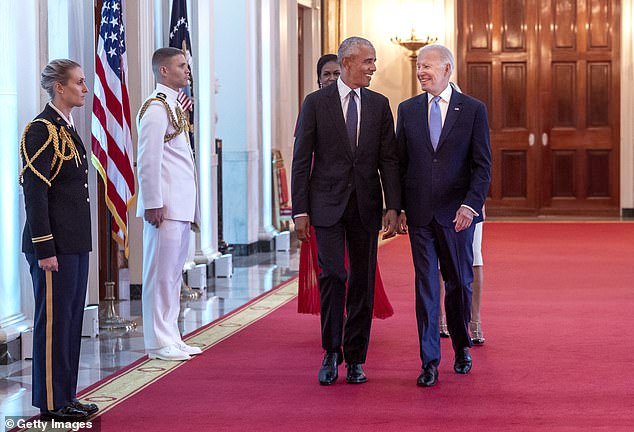 Obama and Biden together at the White House in September 2022 for the ceremony to unveil the official Obama White House portraits