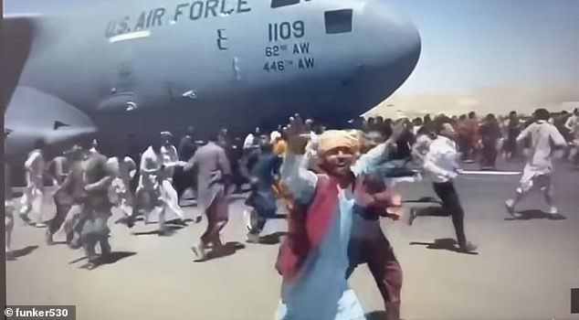 Videos and images of the 2021 withdrawal show US military aircraft evacuating the country as desperate residents cling to the outside of the plane in an attempt to escape Taliban rule