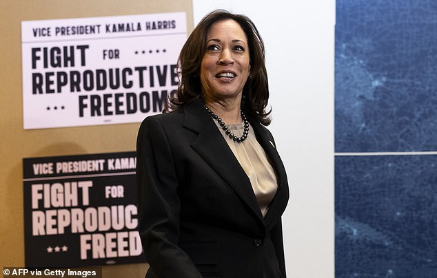 Vice President Kamala Harris last week became the first vice president or president to visit an abortion clinic.  She is pictured here at a Planned Parenthood in Minnesota