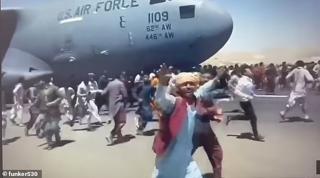 Videos and images of the 2021 withdrawal show US military aircraft evacuating the country as desperate residents cling to the outside of the plane in an attempt to escape Taliban rule