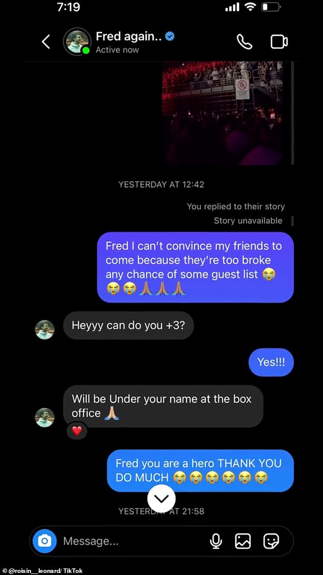 One lucky fan took to social media to share the conversation she had with her friends who couldn't afford the $179 it might cost for a ticket to his show