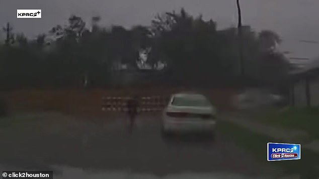Clemens took images with her dashcam of the moment she found Max in the middle of the storm