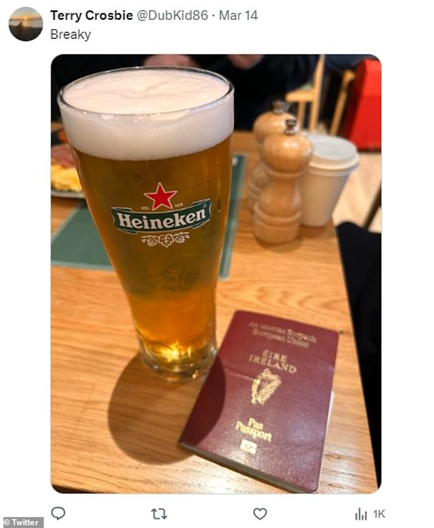 He posted a photo of his passport next to a beer on X on Thursday when he traveled to the US with his colleagues