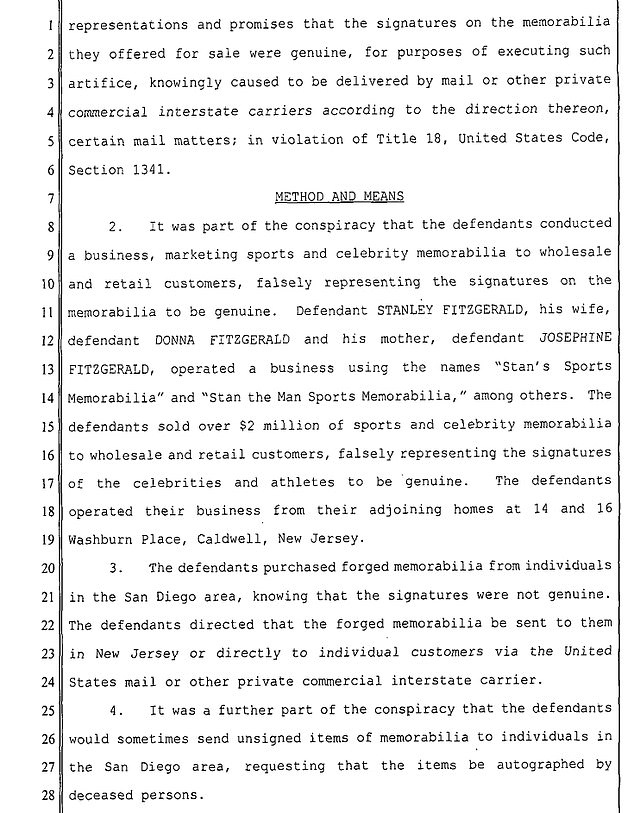 The indictment details the results of the FBI's investigation into a counterfeiting ring