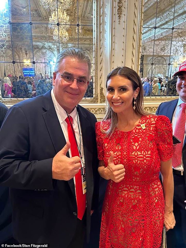 Fitzgerald's Facebook feed is a who's who of the Trump world.  Here he is pictured in the Mar-a-Lago ballroom with Trump attorney Alina Habba