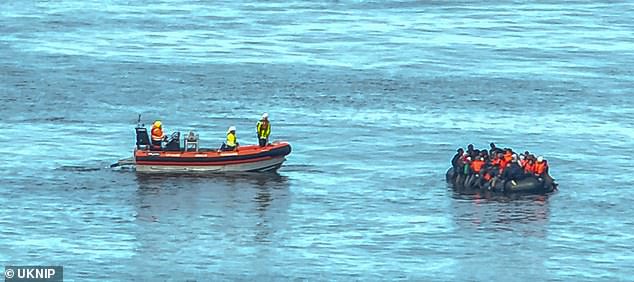 The boat was seen chugging along, away from French rescuers, towards British waters