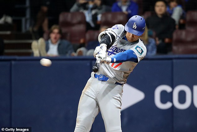 Shohei Ohtani fired a slider from fellow countryman Yu Darvish into right field for an easy single