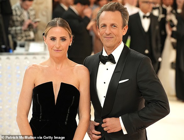 Human rights attorney Alexi Ashe and her comedian husband Seth Meyers attend the 2023 Met Gala in New York City