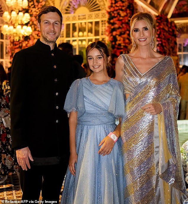 The former US president's daughter chose to wear a traditional lehenga choli for the event in Jamnagar, India