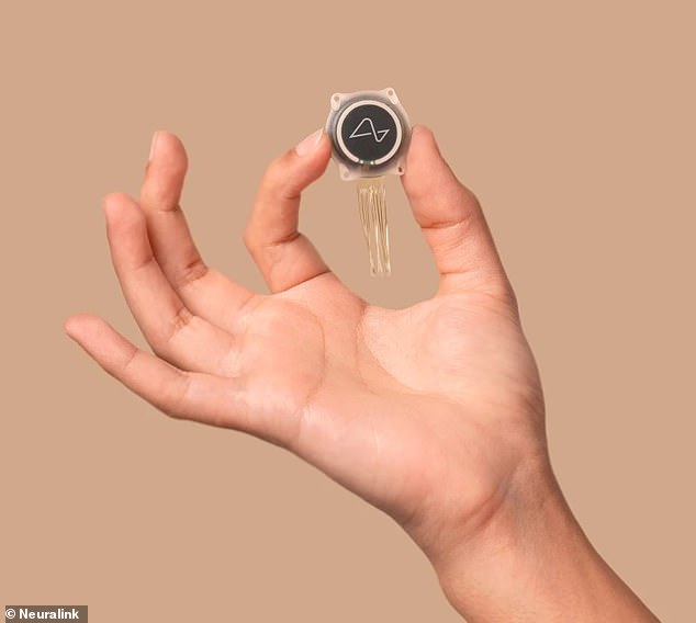 The Neuralink chip (pictured) is quite small compared to previous brain-computer interface devices, but still requires surgical implantation