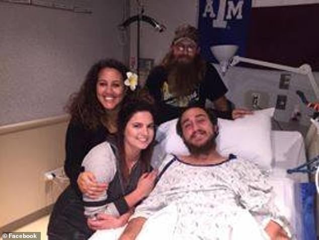 The ex-Christian athlete struggled with his 'lack of mobility' after the accident, as his friends and family rallied around him with support (photo on the bed: Noland)