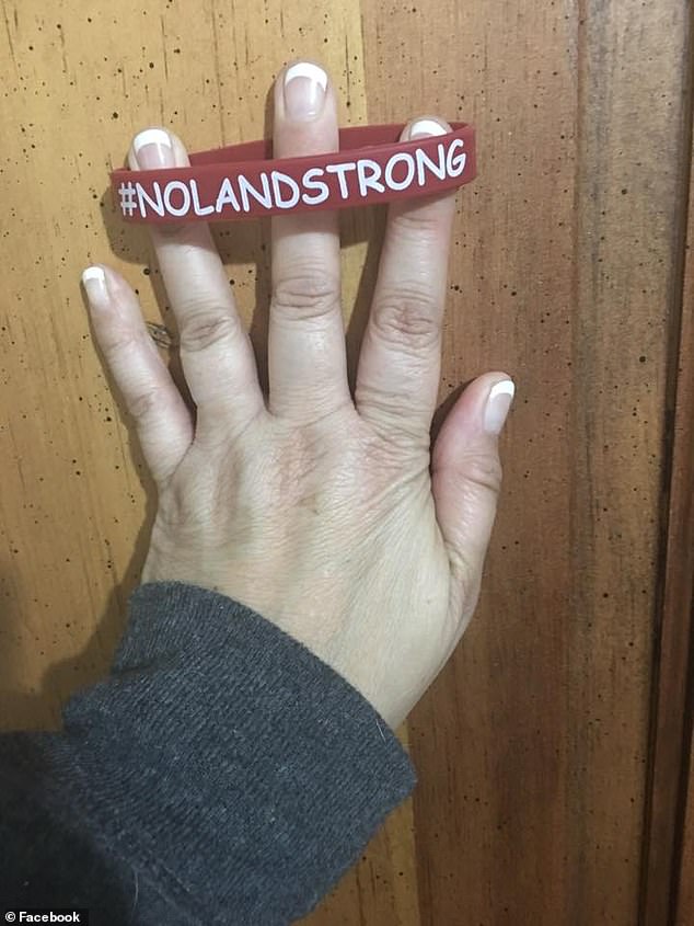 In an effort to raise $10,000 for a much-needed van, his supporters took to GoFundMe and sold red bracelets (pictured) with #NolandStrong