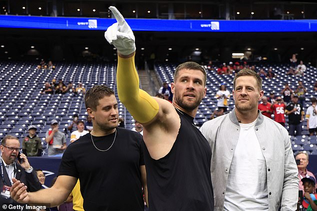 Watt's youngest brother, TJ (center), is a star linebacker for the NFL's Pittsburgh Steelers