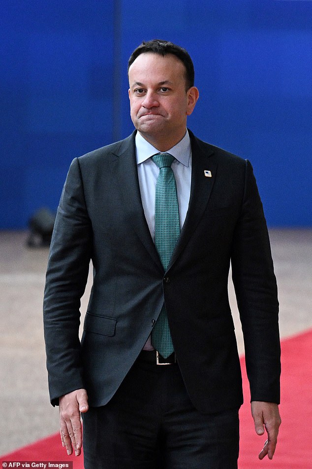 Irish Prime Minister Leo Varadkar arrives to attend a European Council summit at EU headquarters in Brussels on March 21, 2024